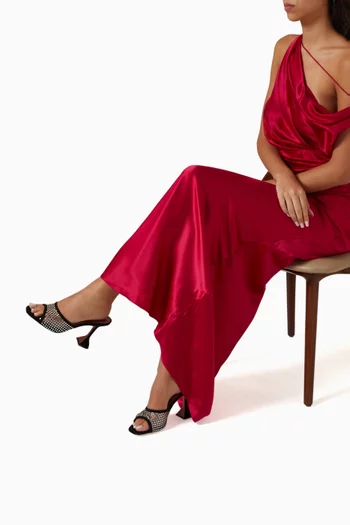 Lupita 95 Crystal Net Sandals in Suede