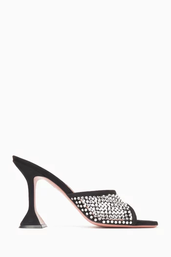 Lupita 95 Crystal Net Sandals in Suede