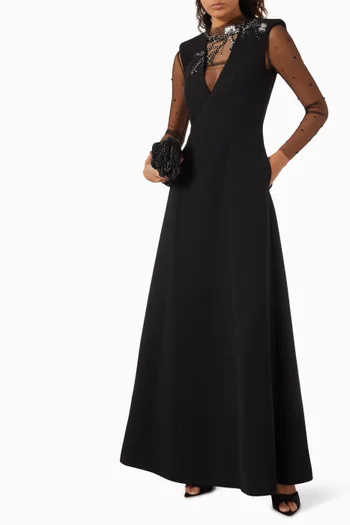 Bead-embellished Dress in Crepe