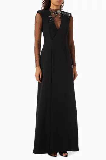 Bead-embellished Dress in Crepe