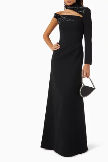 Bead-embellished Dress in Crepe