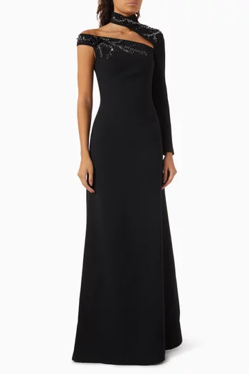 Bead-embellished Dress in Crepe