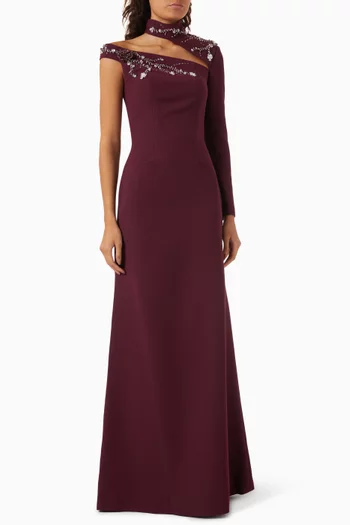 Bead-embellished Dress in Crepe