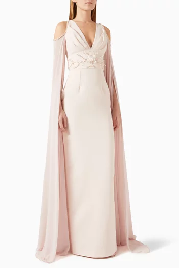 Bead-embellished Dress in Crepe