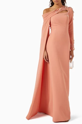 Bead-embellished Dress in Crepe