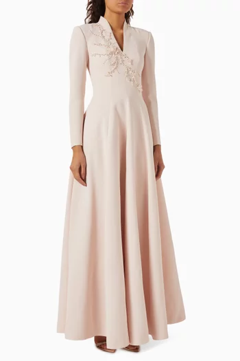 Bead-embellished Dress in Crepe