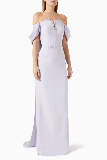Bead-embellished Dress in Crepe
