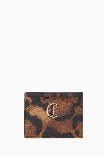 Loubi 54 Card Holder in Leopard-printed Leather