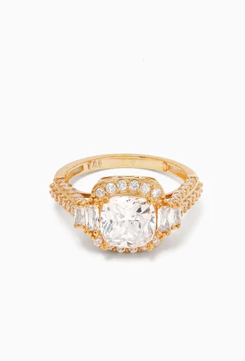 Cushion Spark Statement Ring in Gold-plated Brass