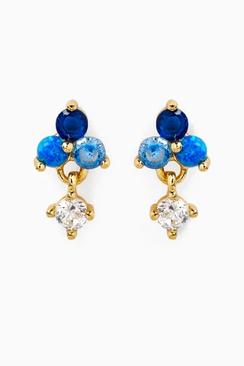 Mini CZ Cluster Earrings in Gold-plated Brass