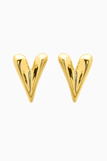 Abstract Heart Earrings in Gold-plated Brass