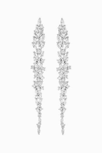 أقراط متدلية بتصميم أوراق شجر مرصعة بالكريستال فضة إسترلينية