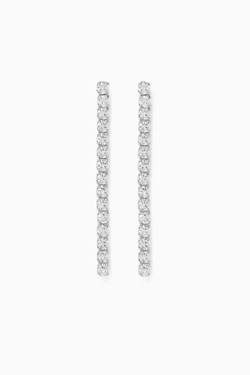CZ Linear Dangle Earrings in Sterling Silver
