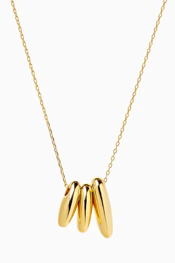 Triple Puffy Oval Necklace in Gold-plated Brass