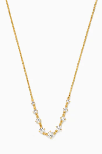 Graduated Crystal Necklace in Gold-plated Brass