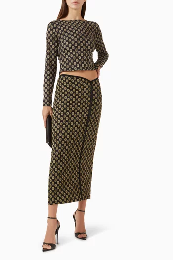 تنورة لوكا متوسطة الطول دانتيل مطاطي