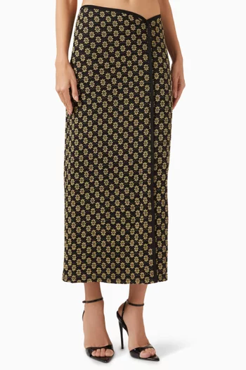 تنورة لوكا متوسطة الطول دانتيل مطاطي