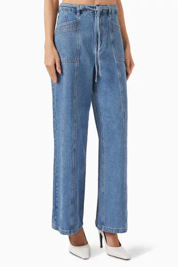 بنطال جينز تالي بقصة ساق واسعة دينم