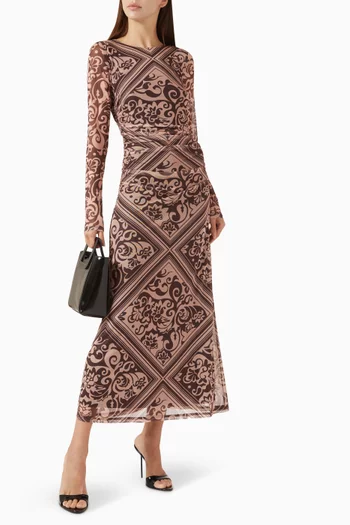 فستان لومي متوسط الطول قماش شبكي