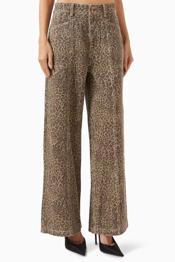 بنطال جينز أنوك بنقشة جلد الفهد دينم