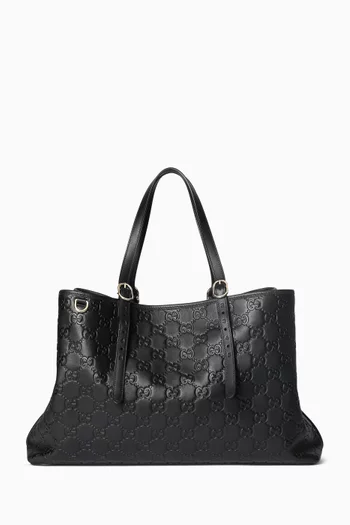 Large GG Emblem Tote Bag in Leather