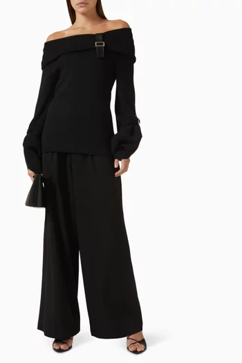 Off-shoulder Buckle Top