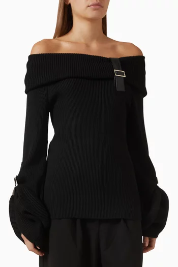 Off-shoulder Buckle Top