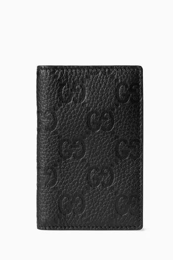 GG-embossed Card Holder in Leather