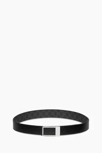 Retangular Buckle Reversible Belt in Leather