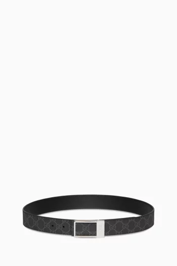 Retangular Buckle Reversible Belt in Leather