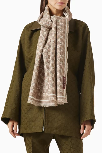 Interlocking GG Scarf in Wool-blend