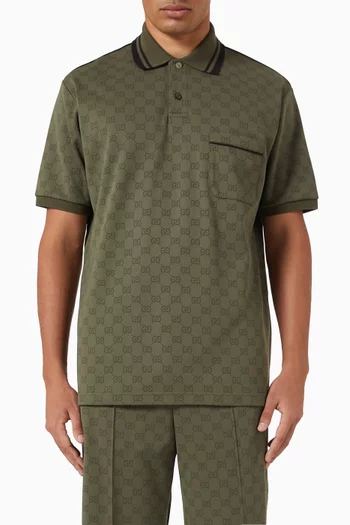 GG Jacquard Polo Shirt in Cotton-blend