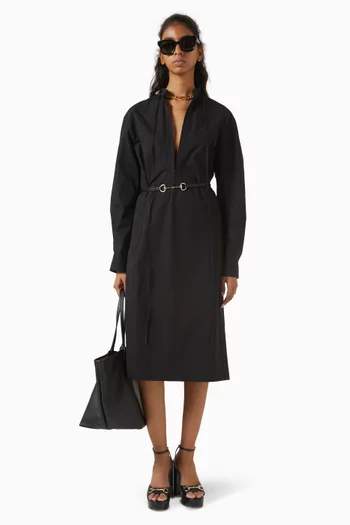Horsebit Shirtdress in Cotton Poplin