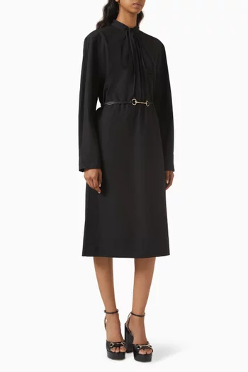 Horsebit Shirtdress in Cotton Poplin