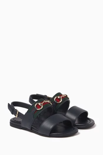 Web-stripe Sandals in Leather