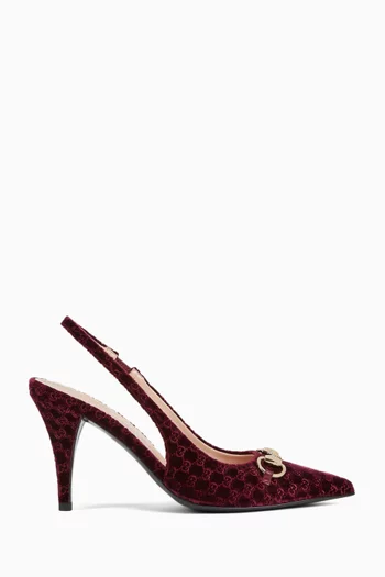 Horsebit 85 GG Slingback Pumps in Velvet