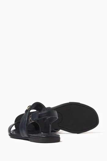 Web-stripe Sandals in Leather