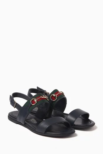 Web-stripe Sandals in Leather