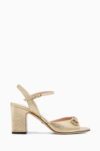 Horsebit 75 Sandals in Metallic Leather