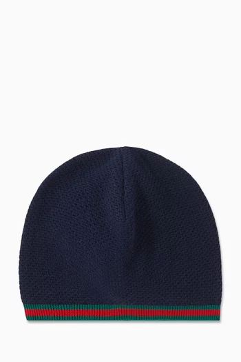Web Knitted Beanie in Cotton Blend