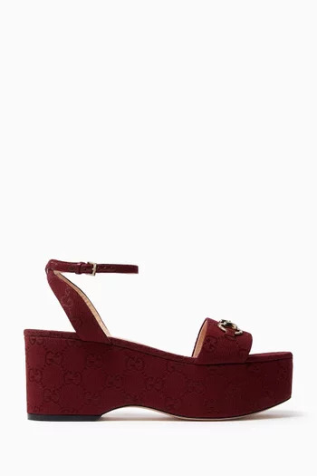 Horsebit Platform Sandals in GG Canvas