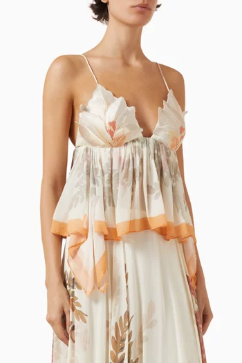 بلوزة كاميسول بقوالب صدر مطرزة على شكل بتلات زهور جورجيت