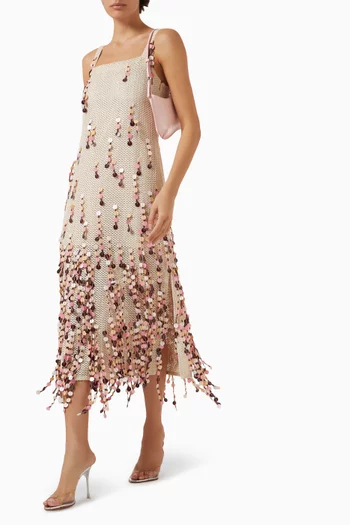 فستان بيريسكوبس مطرز بالترتر قطن