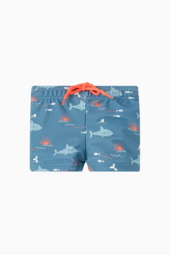 Printed UV Swim Shorts in Recycled-nylon