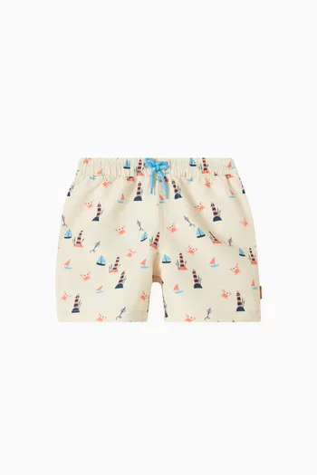 Printed Swim Shorts in Recycled-nylon