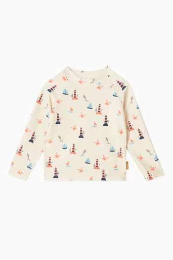 Printed Beach UV T-shirt in Recycled Nylon