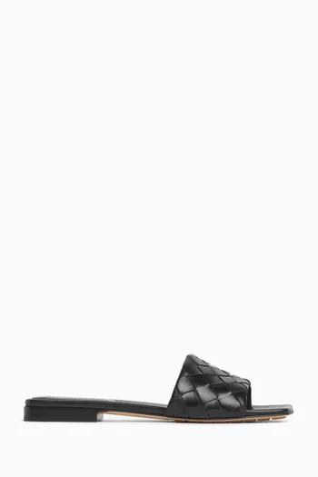 Parco Flat Mules in Intrecciato Leather
