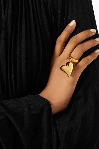 خاتم آرت بحلية على شكل قلب نحاس مطلي بذهب عيار 14