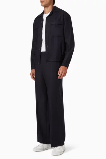 Tailored Straight-leg Track Pants in Wool Flannel