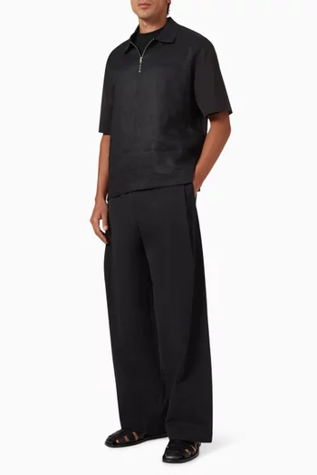 Pleated Wide-leg Pants in Cotton